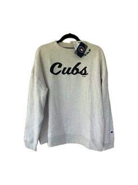 Champion Chicago Cubs Crewneck Sweatshirt - Coffee/Light Gray with Black Script